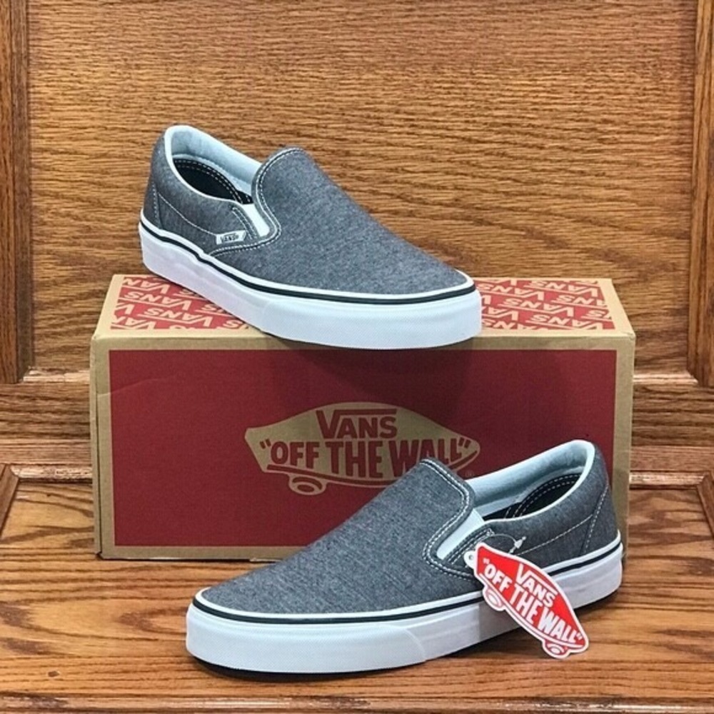 Vans Classic Slip On Micro Herringbone Black Shoes Size Men 7